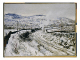 Train in the Snow at Argenteuil Reproduction procédé giclée par Claude Monet