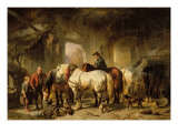 Horses Feeding in the Stable Giclee Print by Wouterus Verschuur
