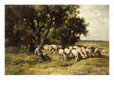 A Shepherd and His Flock Giclee Print by Charles Emile Jacque