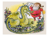 Dragon with Plump Bearded Man Giclee Print by English School 