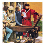 Caxton's Printing Press Lámina giclée por Peter Jackson