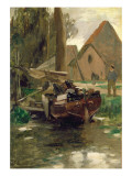 Small Harbour with a Boat Giclee Print by Thomas Ludwig Herbst