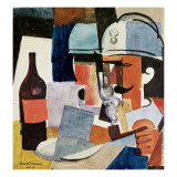 Soldier with Pipe and Bottle reproduction procédé giclée par Roger de La Fresnaye