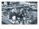 Three Men in a Boat Giclee Print by Paul Rainer