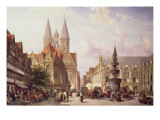 Market Scene at Braunschweig Giclee Print by Cornelis Springer
