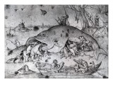 Big Fishes Eat Small Ones, 1556 Gicléedruk van Pieter Bruegel the Elder