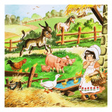 Little Girl at the Farm Giclee Print by English School 