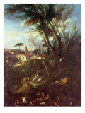 Wooded Landscape Giclée-tryk af Alessandro Magnasco Wooded Landscape Giclée-tryk af Alessandro Magnasco