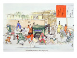 A Crowded Street at Hei-An Impressão giclée por Japanese School