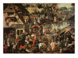 Flemish Proverbs Giclee-trykk av Pieter Bruegel the Younger