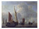 Naval Battle Impressão giclée por Willem Van De, The Younger Velde Naval Battle Impressão giclée por Willem Van De, The Younger Velde
