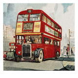 London Bus Giclee Print by English School 