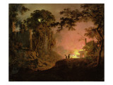 Cottage on Fire Giclee Print by Joseph Wright of Derby