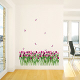 Tulips and Butterflies Purple Pink Vinilos decorativos