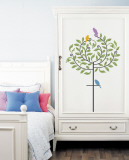 Steel Tree Bird Perch with Mod Birds Wandabziehbild
