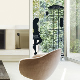 Parisian Woman Silhouette Phonebooth Wandabziehbild