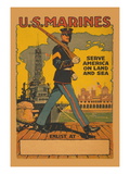 U.S. Marines, Serve America on Land and Sea Vinilos decorativos U.S. Marines, Serve America on Land and Sea Vinilos decorativos