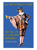All the World's a Bar and All the People Drinkers Wall Decal