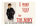 I Want You for the Navy, c.1917 Wandabziehbild von Howard Chandler Christy