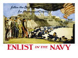 Enlist in the Navy, Follow the Boys in Blue, c.1914 Autocollant mural par George Hand Wright