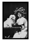 Woman in Bonnet with Maltese Terrier Wall Decal