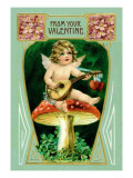 Angel with Mandolin and Mushrooms Wall Decal