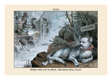 Puck Magazine: When the Cat's Away, The Mice Will Play Wall Decal by Eugene Zimmerman