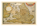 Map of England Wall Decal by Abraham Ortelius