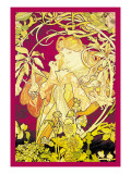 Klimop Muursticker van Alphonse Mucha