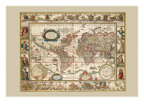 Nova Totius Terrarum Orbis Autocollant mural par Joan Blaeu