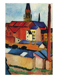 St. Mary's Church with Houses and Chimney Autocollant mural par Auguste Macke