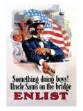 Something's Doing Boys! Uncle Sam's at the Bridge Vinilos decorativos