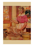 Young Mother Sews Up a Turkey Wall Decal