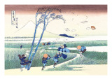 Wind Buffets Travelers in View of Mount Fuji Wall Decal by Katsushika Hokusai