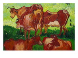 Les Vaches Wall Decal by Vincent van Gogh