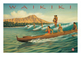 Waikiki Autocollant mural par Kerne Erickson