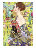 Femme à l'éventail Autocollant mural par Gustav Klimt