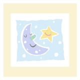 Cheerful Moon and Star Autocollant mural