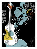 Psychedelic Guitar Autocollant mural