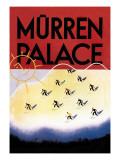 Murren Palace: Skiing at Sunset Wall Decal by Willy Trap