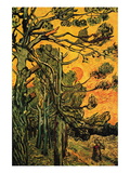 Pine Trees Against a Red Sky with Setting Sun Autocollant mural par Vincent van Gogh
