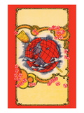 Globe Broom Label Wandabziehbild