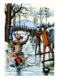 Falling Through the Ice During a Curling Game Wall Decal