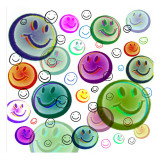Floating Smiley Faces Wall Decal