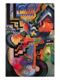 Colored Composition (Homage  Sebastian Johann Bach) Autocollant mural par Auguste Macke
