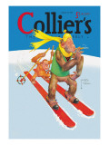 Skiing Monkeys Wall Decal by Lawson Wood