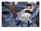 Small Girl In Blue Wall Decal by Mary Cassatt