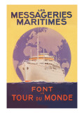 Take a Cruise Around the World with les Messageries Maritimes Wall Decal by Sandy Hook