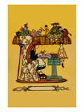 Young Girl Cuts Patterns For a Collection of Dolls Wall Decal