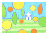 House in Yard with Trees Wall Decal
